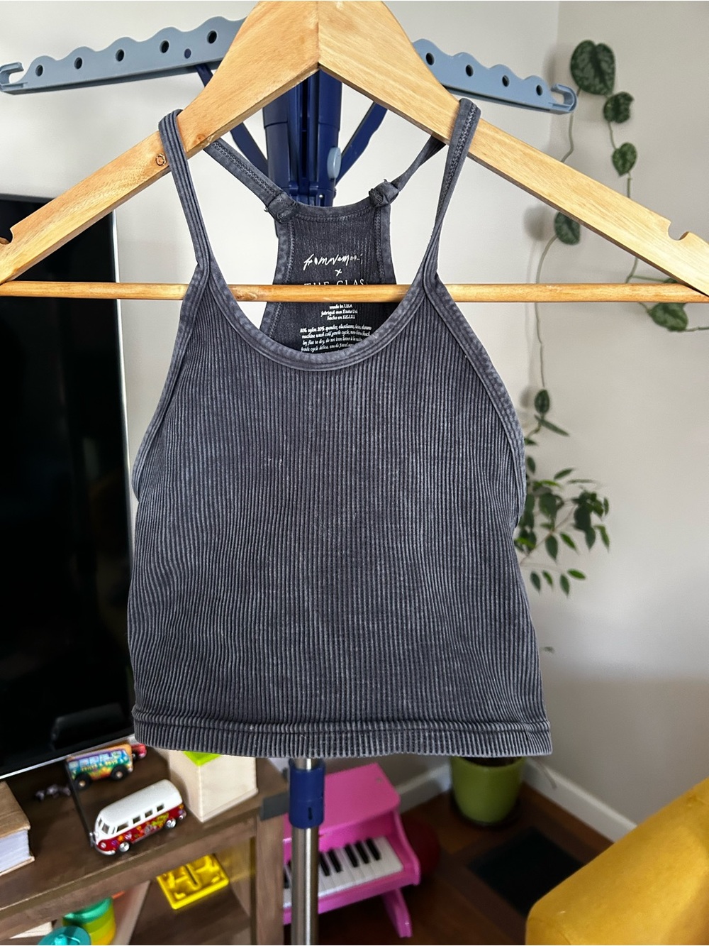 NWOT FP Movement Happiness Crop in washed black